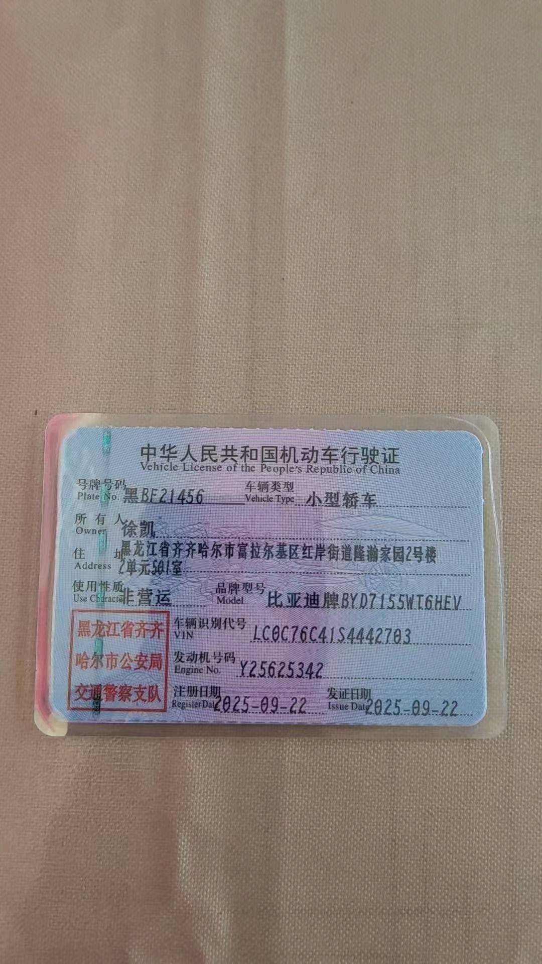 哈尔滨市25年比亚迪秦PLUS2